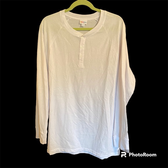 LuLaRoe Mark White Unisex Henley Long Sleeve T-Shirt XL - Picture 1 of 6